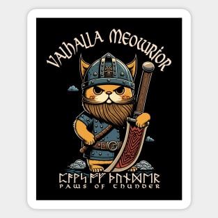 Nordic Norse Valhalla Viking Cat Warrior Magnet